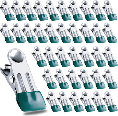 Akpgf 40 Pcs Clips for Above Ground Pool Cover, Stainless Steel Towel Clips Pool Clamps Heavy Duty Clothes Pins- for Winter Cover, Metal Clothes Pins for Beach Towel Laundry-Deep Green