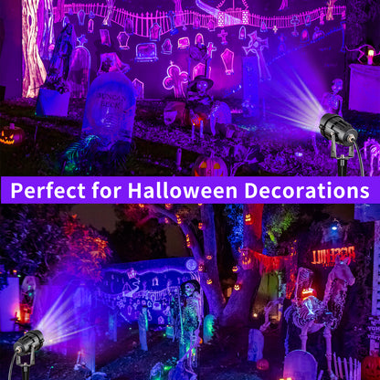 Akpgf 12W Black Light Spotlight, IP66 Waterproof Outdoor Black Light Spot Light Halloween Landscape Lighting with US Plug, Ideal for Glow Party Body Painting Glow in The Dark Yard Garden Decor(2Pack)