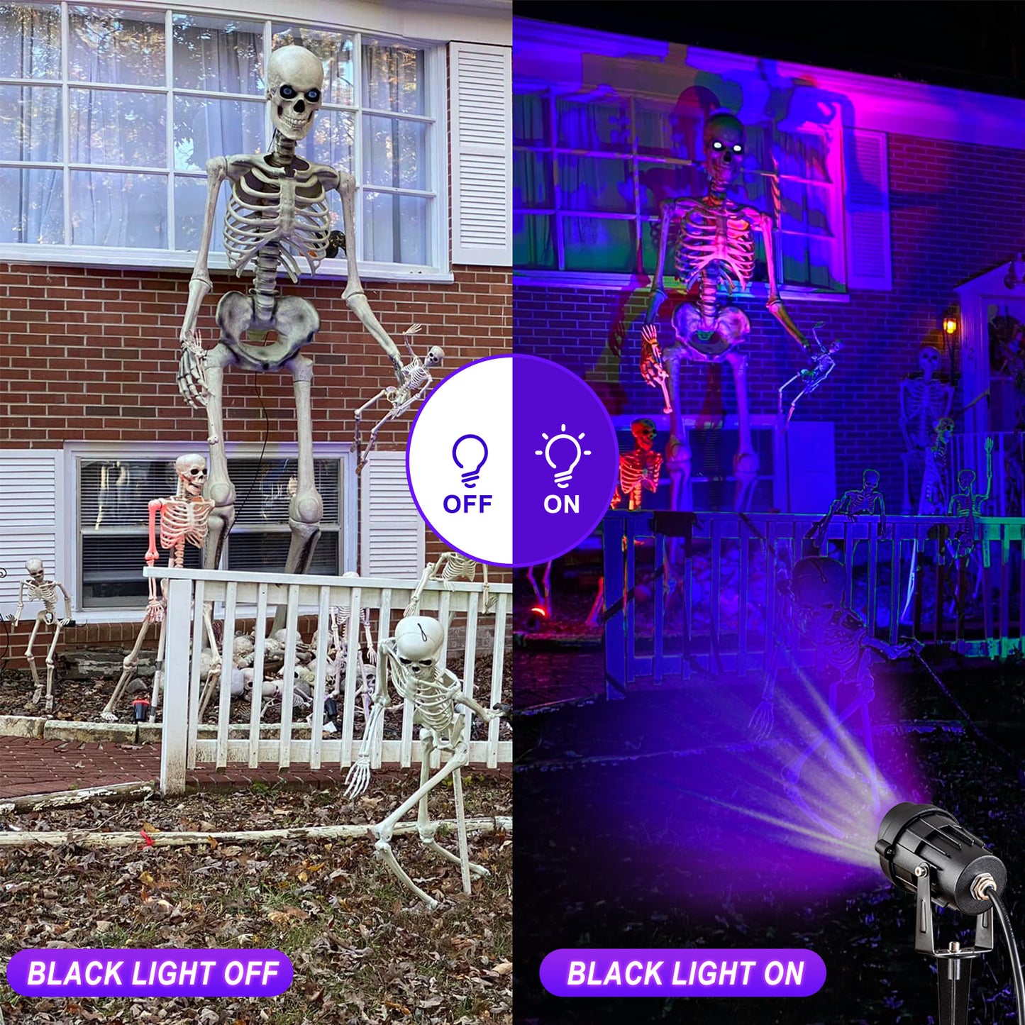 Akpgf 12W Black Light Spotlight, IP66 Waterproof Outdoor Black Light Spot Light Halloween Landscape Lighting with US Plug, Ideal for Glow Party Body Painting Glow in The Dark Yard Garden Decor(2Pack)