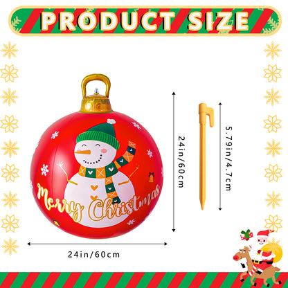 2Pcs 24 Inch PVC Giant Christmas Inflatable Ornaments, Inflatable Christmas Balls with 2 Christmas Ribbon and Stake, Christmas Decorations Ball for Holiday Indoor Outdoor Yard Tree Garden Lawn (Green)